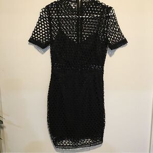 CR THICK NET PEEP BODYCON DRESS